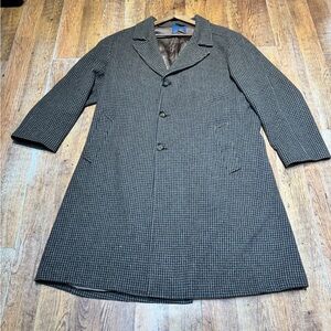 Vintage Pendleton Black & Tan Houndstooth Trench Coat / Overcoat
